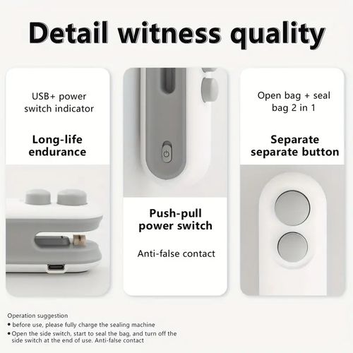 Mini USB Rechargeable 2-in-1 Heat Bag Sealer And Cutter - 图片 5