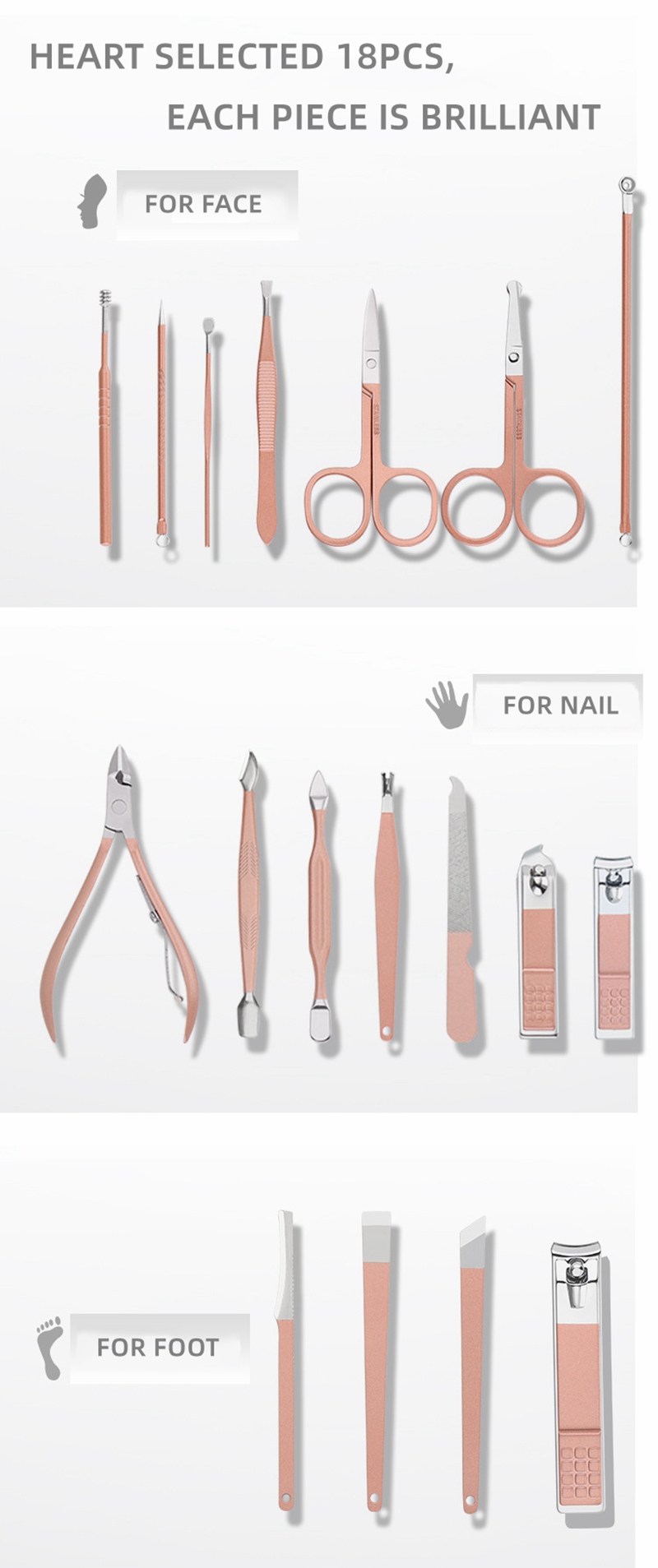 Hot Online Sales Professional Stainless Steel Luxurious Nail Clippers Kit Pedicure Care Tools Multi-Functional Manicure Set Box