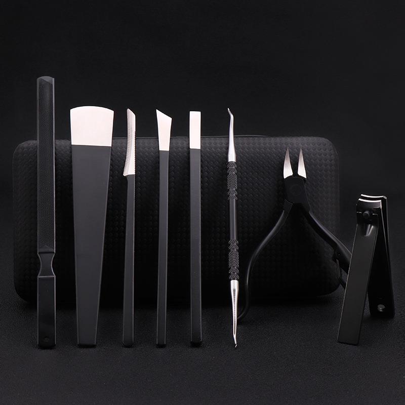 Professional 18 Piece Manicure and Pedicure Set Nail Clippers with Black Leather Travel Case Grooming Manicure Pedicure Set
