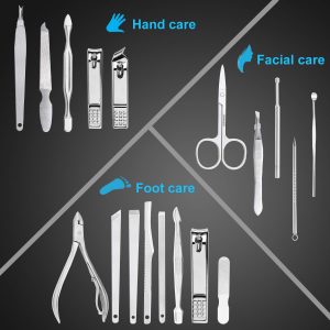 19 in 1 Professional Stainless Steel Nail Clipper Travel Grooming Kit Manicure & Pedicure Set Personal Care Tools