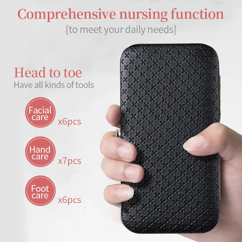 19 in 1 Professional Stainless Steel Nail Clipper Travel Grooming Kit Manicure & Pedicure Set Personal Care Tools