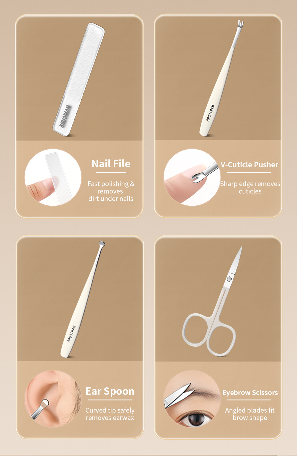 New Arrival 7 PCS White Portable Luxury Manicure Pedicure Set Stainless Steel Cuticle Nail Clipper for Foot Care Gift Set Care