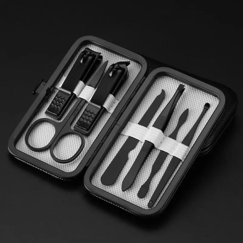 Professional 18 Piece Manicure and Pedicure Set Nail Clippers with Black Leather Travel Case Grooming Manicure Pedicure Set