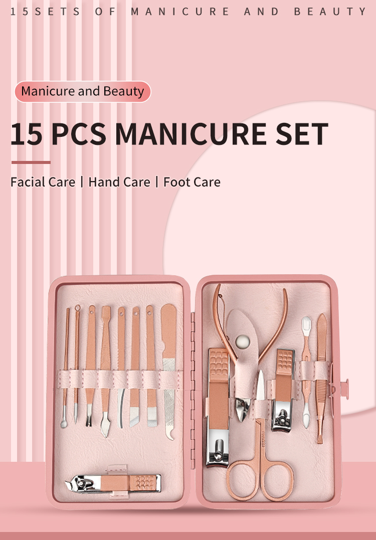 2025 New YD Professional Girl Nail Clipper Kit 15 Pcs Manicure Set for Women