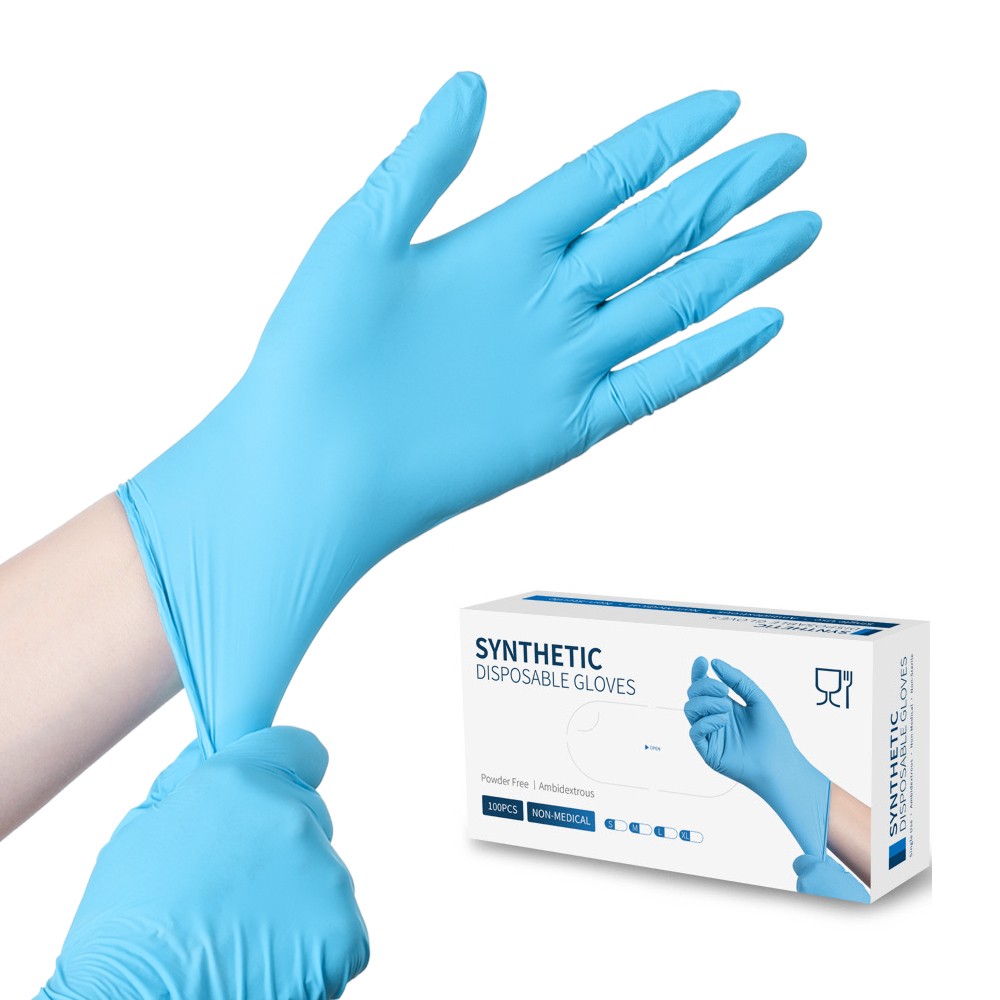 Box Custom Gloves With Logo Work Gloves Disposable Blue Vinyl Nitrile Blend Gloves Powder Free Latex Free