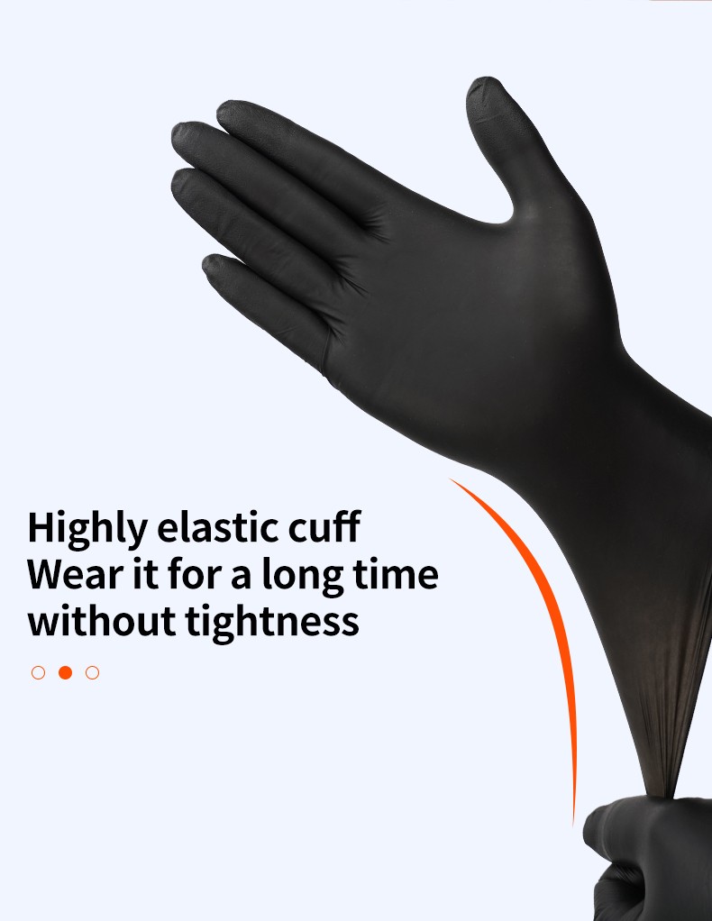 Disposable black nitrile gloves for mechanical maintenance kitchen food processing chef cooking waterproof and oil resistant