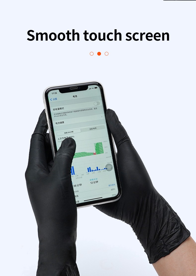 Disposable black nitrile gloves for mechanical maintenance kitchen food processing chef cooking waterproof and oil resistant