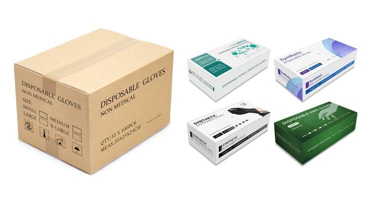 Box Custom Gloves With Logo Work Gloves Disposable Blue Vinyl Nitrile Blend Gloves Powder Free Latex Free