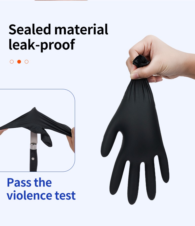 Disposable black nitrile gloves for mechanical maintenance kitchen food processing chef cooking waterproof and oil resistant