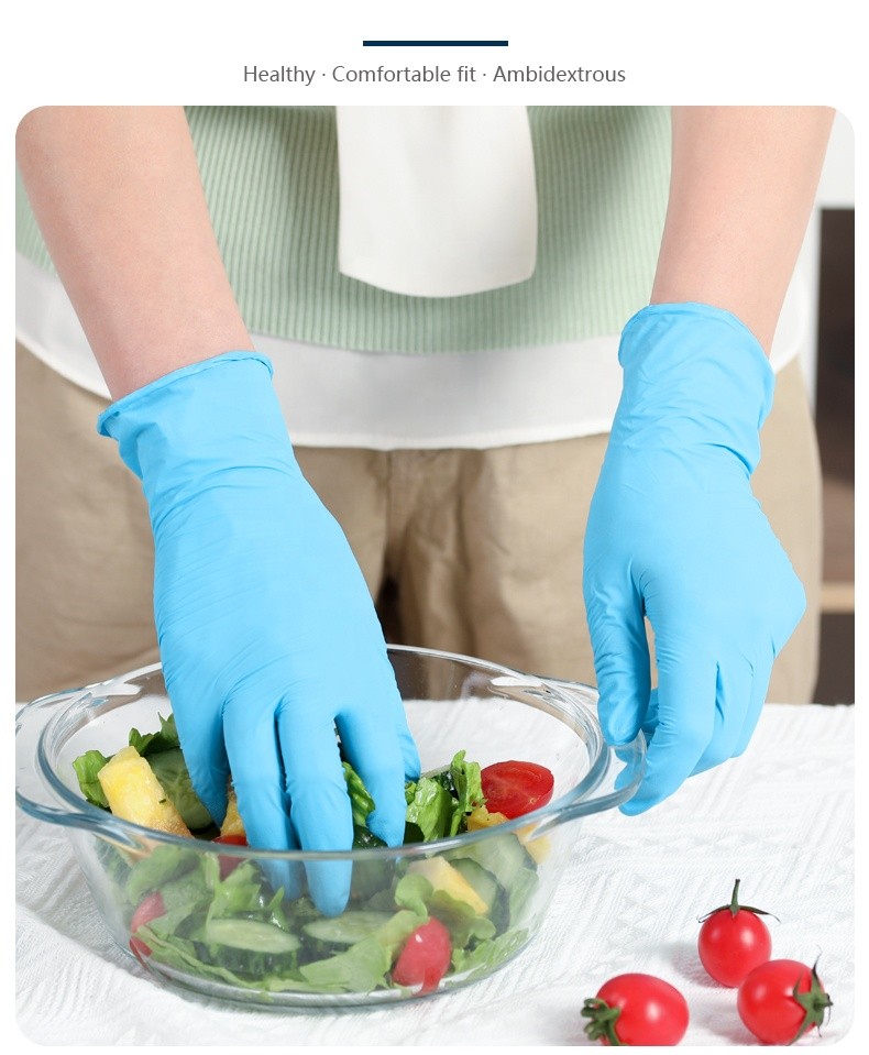 Box Custom Gloves With Logo Work Gloves Disposable Blue Vinyl Nitrile Blend Gloves Powder Free Latex Free