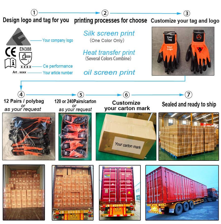 Construction Polyester 13G Latex Rubber Coated Red and Black Work Protective Gloves With Latex Coating