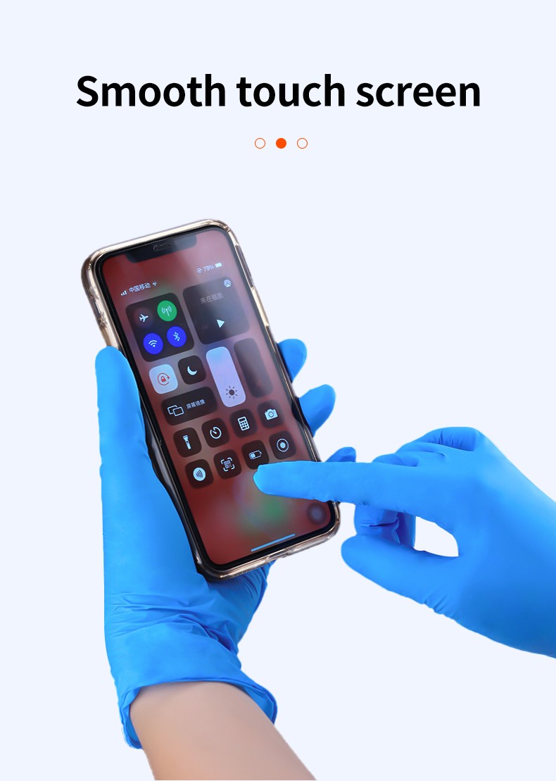 Blue powder free disposable nitrile gloves 100pcs 1 box 3mil for industrial use in food processing waterproof and oil resistant