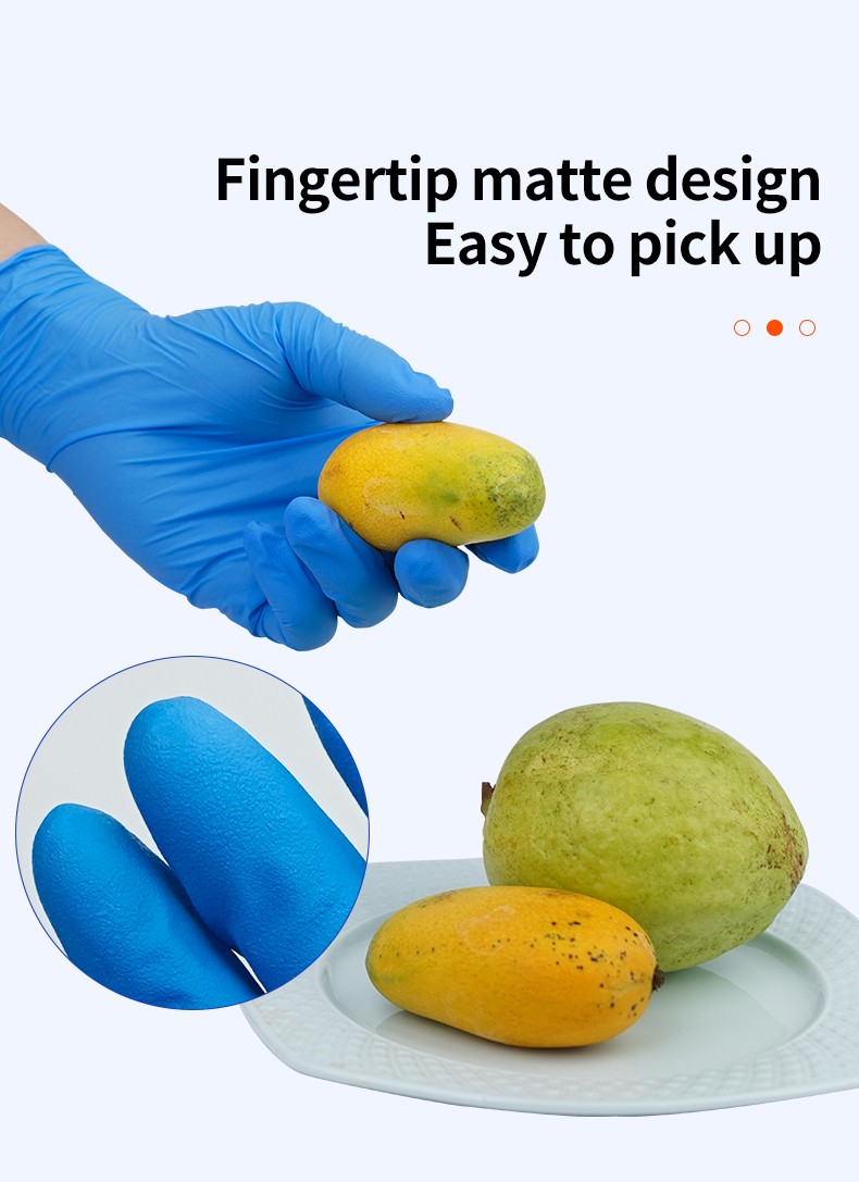 Blue powder free disposable nitrile gloves 100pcs 1 box 3mil for industrial use in food processing waterproof and oil resistant