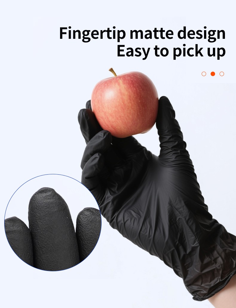 Disposable black nitrile gloves for mechanical maintenance kitchen food processing chef cooking waterproof and oil resistant
