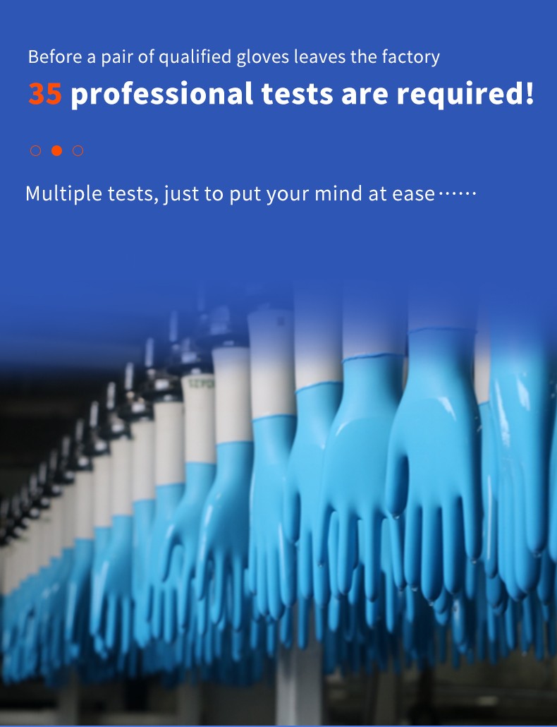 Blue powder free disposable nitrile gloves 100pcs 1 box 3mil for industrial use in food processing waterproof and oil resistant