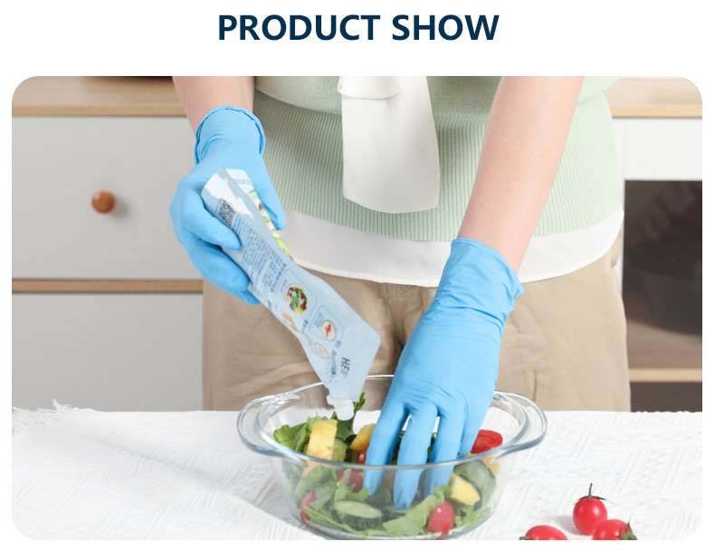 Box Custom Gloves With Logo Work Gloves Disposable Blue Vinyl Nitrile Blend Gloves Powder Free Latex Free