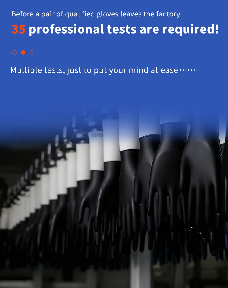 Disposable black nitrile gloves for mechanical maintenance kitchen food processing chef cooking waterproof and oil resistant