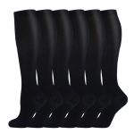 6 pairs knee-high compression socks for women men circulation running nursing