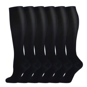 6 pairs knee-high compression socks for women men circulation running nursing