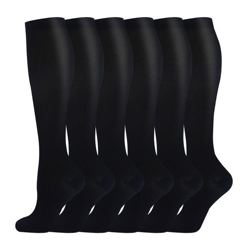 6 pairs knee-high compression socks for women men circulation running nursing