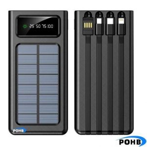 POHB Fast Charge Portable Power Banks With 4 Charging Cables 20000mahblack Y304