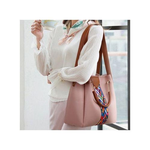 4-Piece Leather Shoulder/Handbags Set - Pink - Image 2