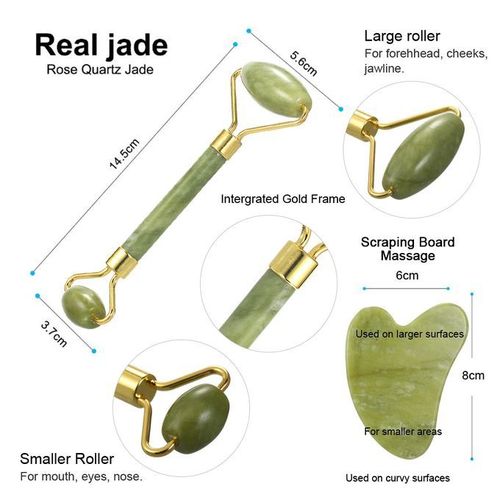 Jade Roller And Gua Sha Face Set For Facial Massage - Image 2