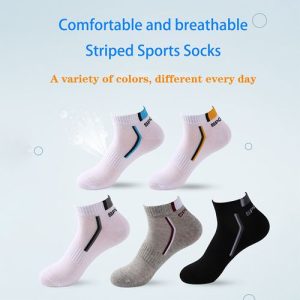 5 Pairs - Men's Cotton Mesh Breathable Sports Ankle Socks