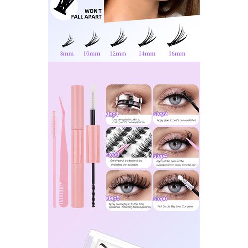 DIY Eyelash Extension Kit Single Cluster False Lashes 280pcs Lash Clusters 8-16mm - Image 3
