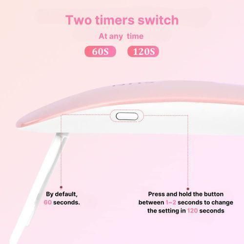 Mini UV LED Nail Dryer Lamp Nails Curing 6W Mini USB Portable Lamp 2 Modes White - Image 3