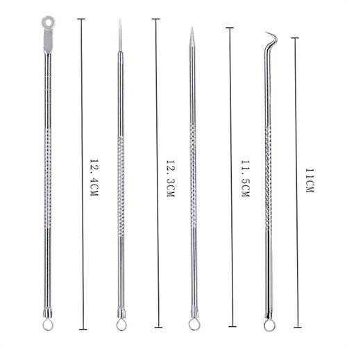 4pcs Stainless Steel Facial Acne Blackhead Remover Needles Kit Extractor Tool Set - Image 4