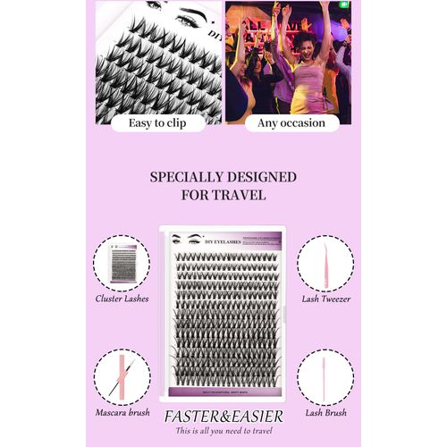 DIY Eyelash Extension Kit Single Cluster False Lashes 280pcs Lash Clusters 8-16mm - Image 6