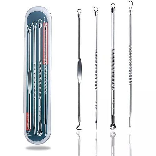 4pcs Stainless Steel Facial Acne Blackhead Remover Needles Kit Extractor Tool Set - Image 3