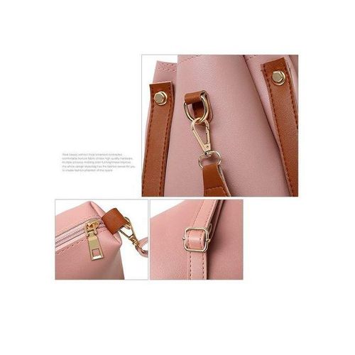 4-Piece Leather Shoulder/Handbags Set - Pink - Image 6